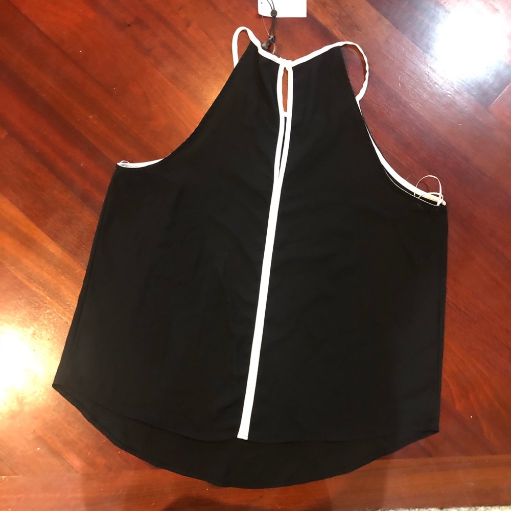 Ro & De sheer black tank top in size large